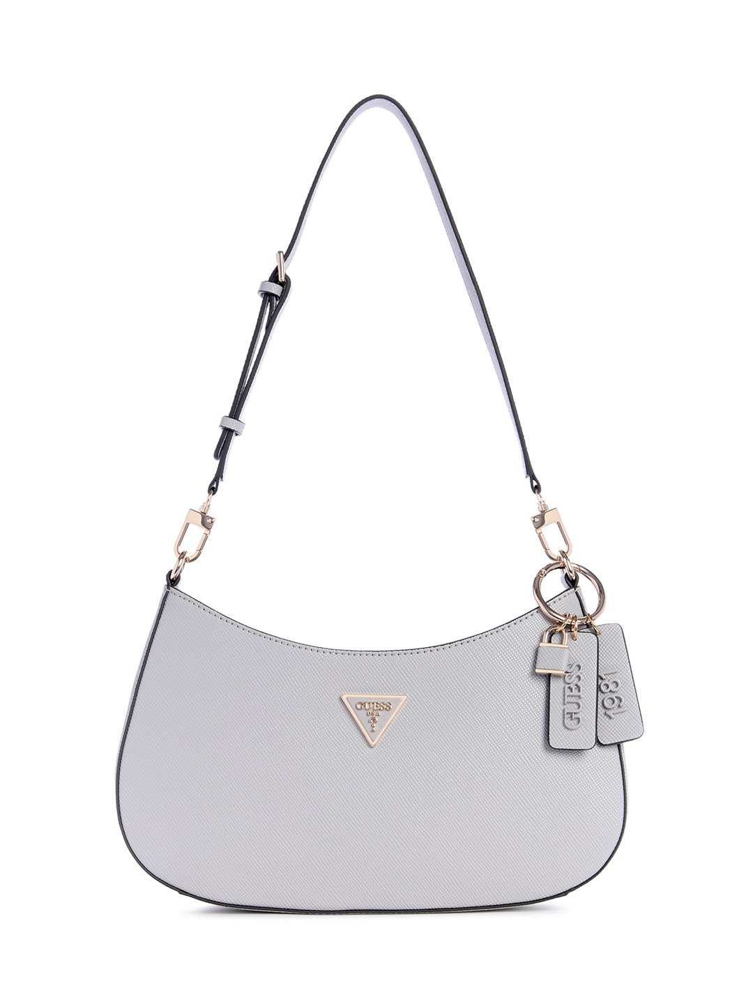Lavender Grey Solid Noelle Top Zip Shoulder Bag