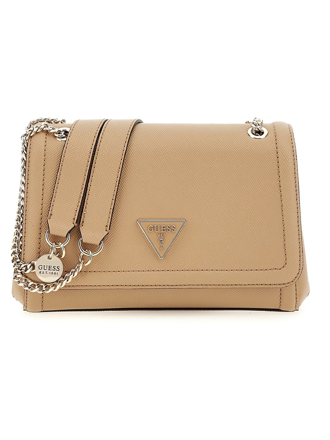 Guess Beige Solid Noelle Crossbody Bag