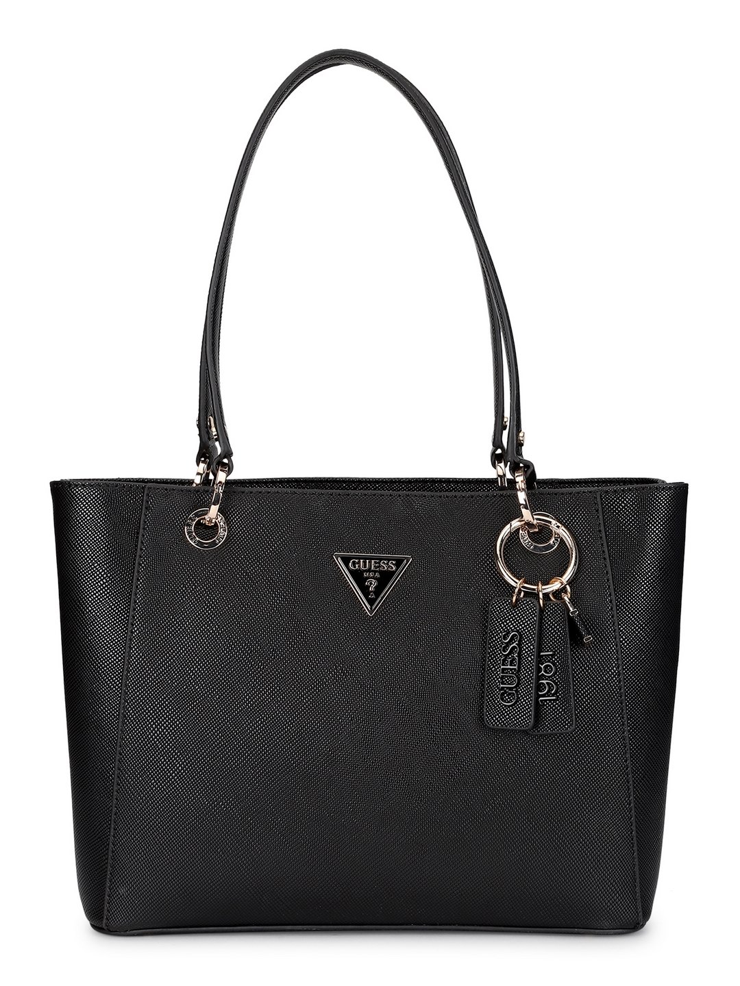 Guess Women Black Textured Tote Bag