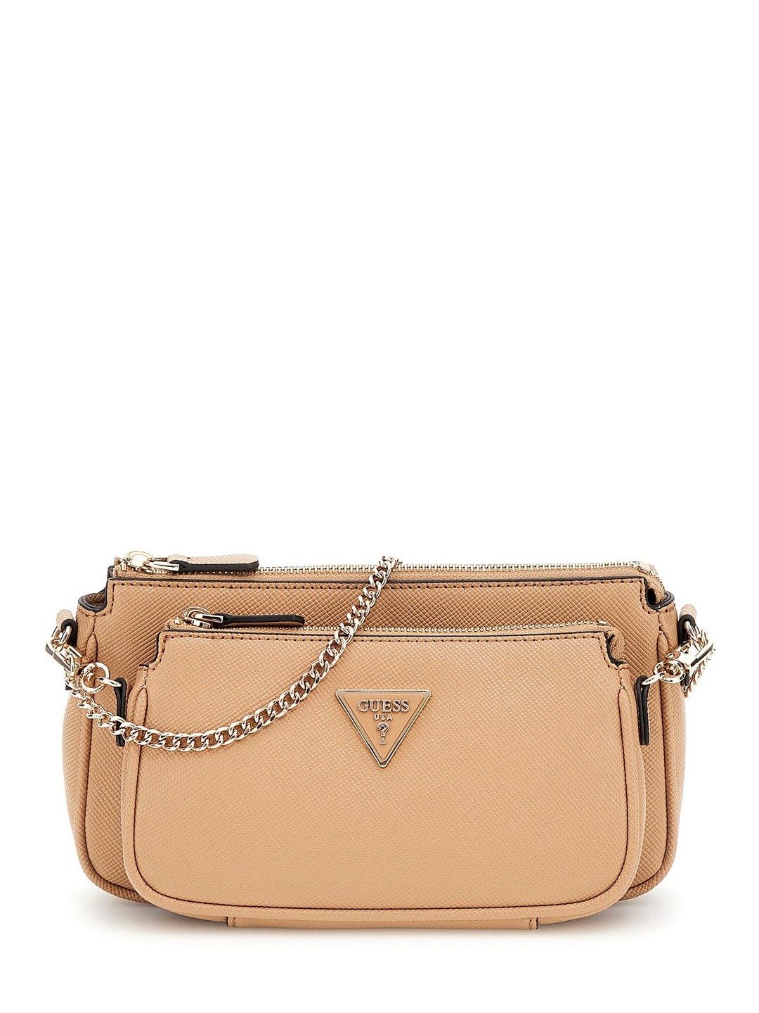 Guess Beige Solid Noelle Crossbody Bag