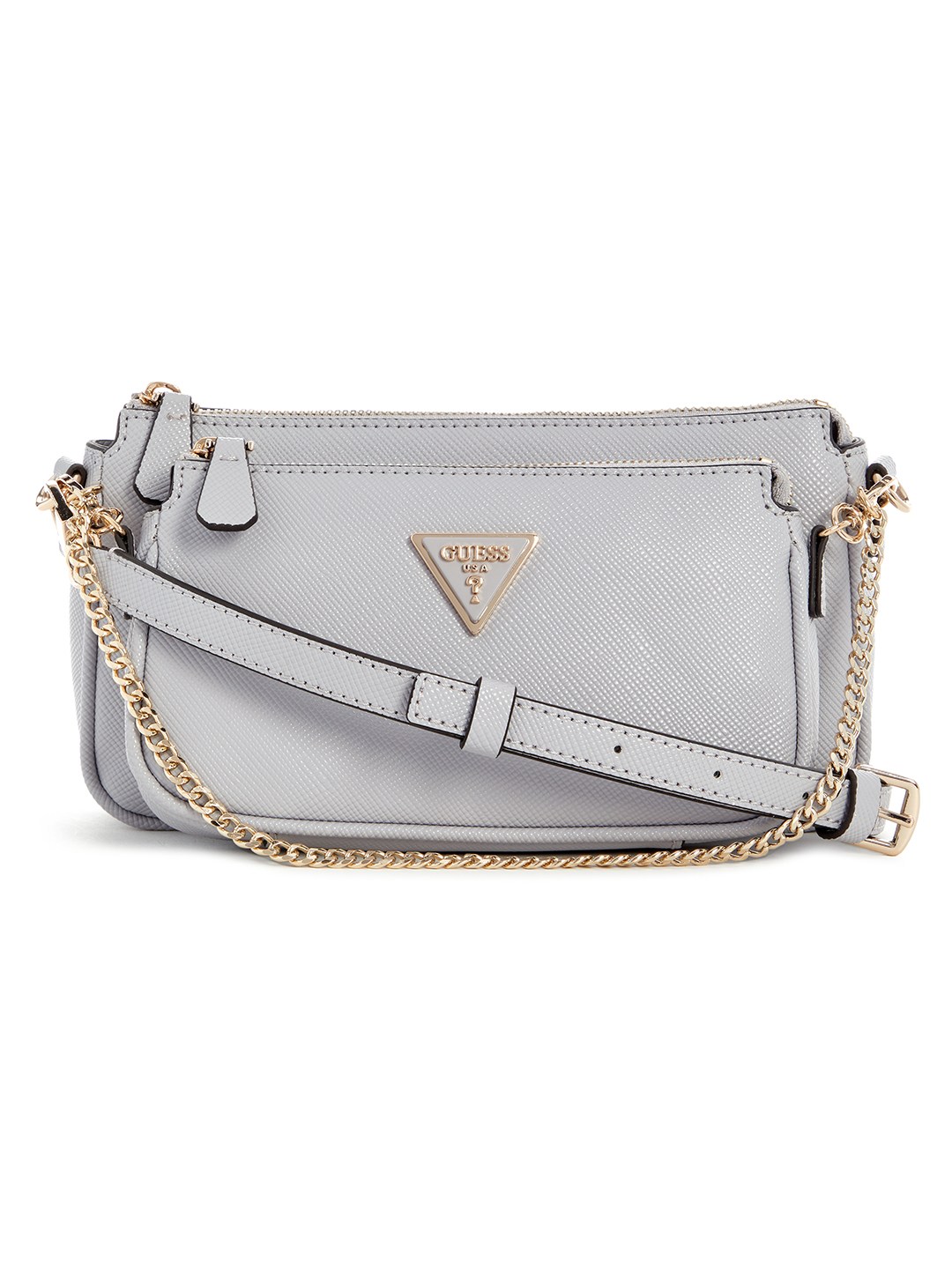 Lavender Grey Solid Noelle Dbl Pouch Crossbody Bag
