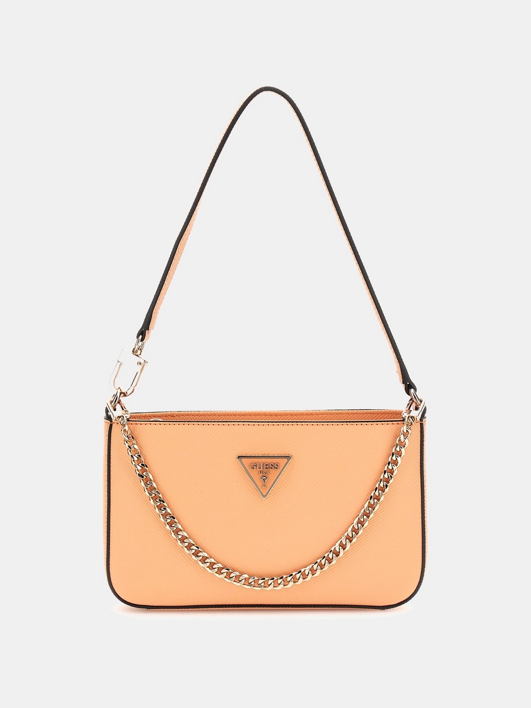 Guess Apricot Solid Noelle Mini Top Zip Shoulder Bag