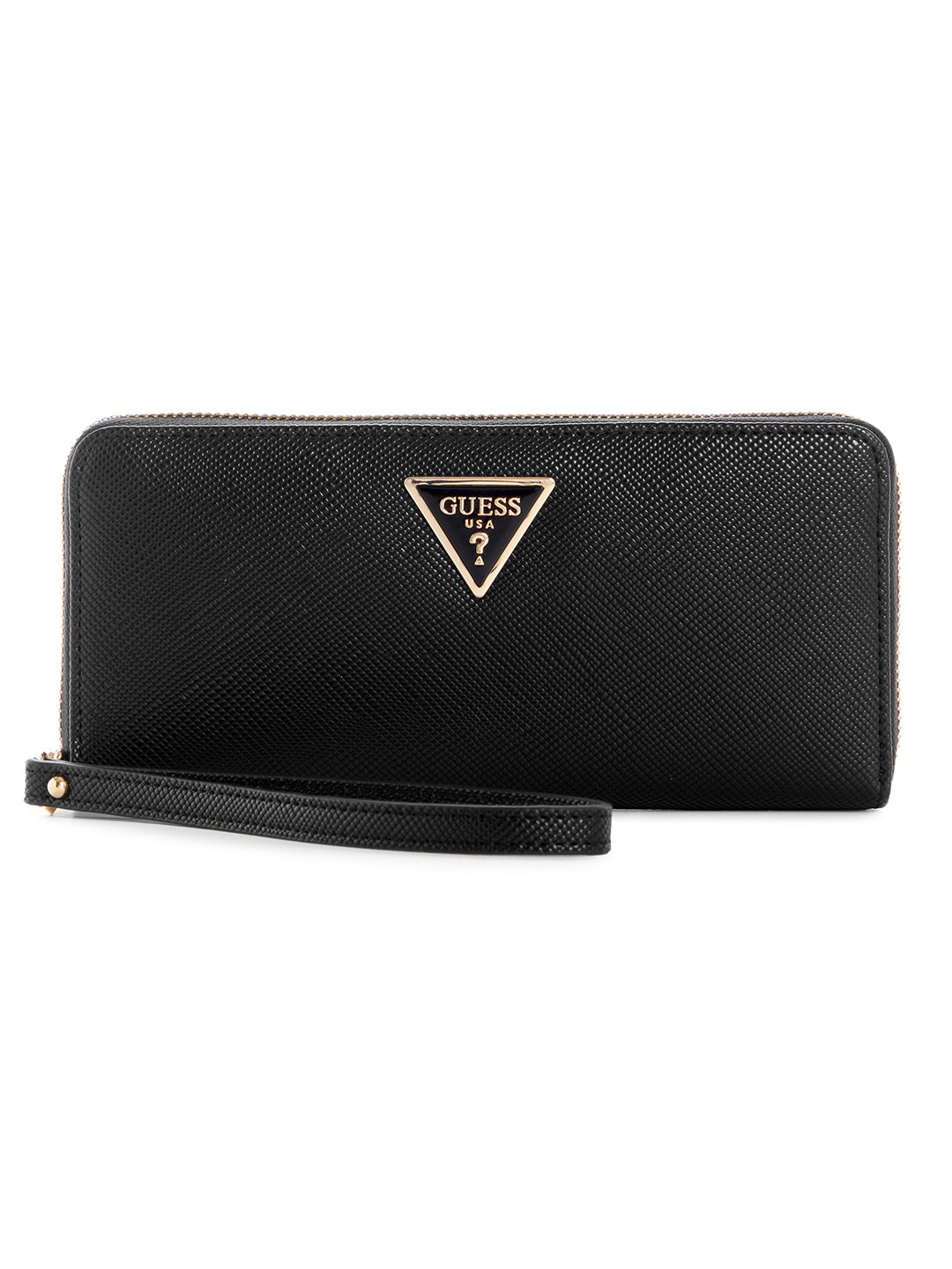 Guess Women Black Solid Zip Around Wallet with Zip Closure