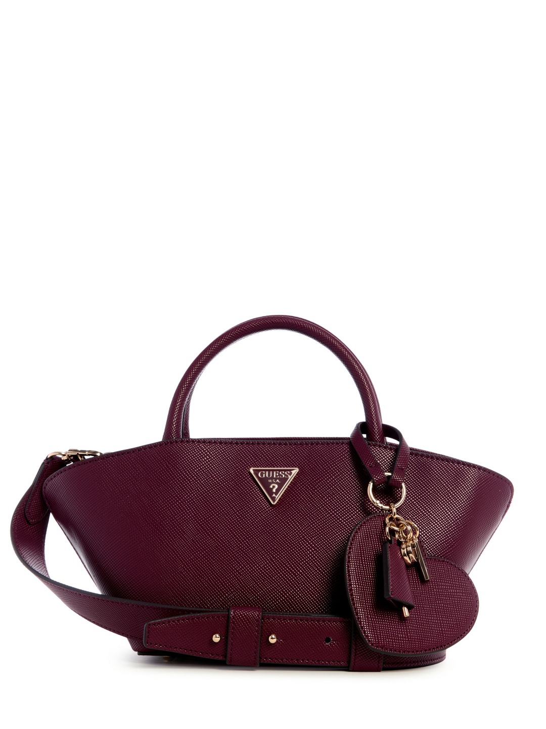Wine Textured Bolena Mini Satchel Bag