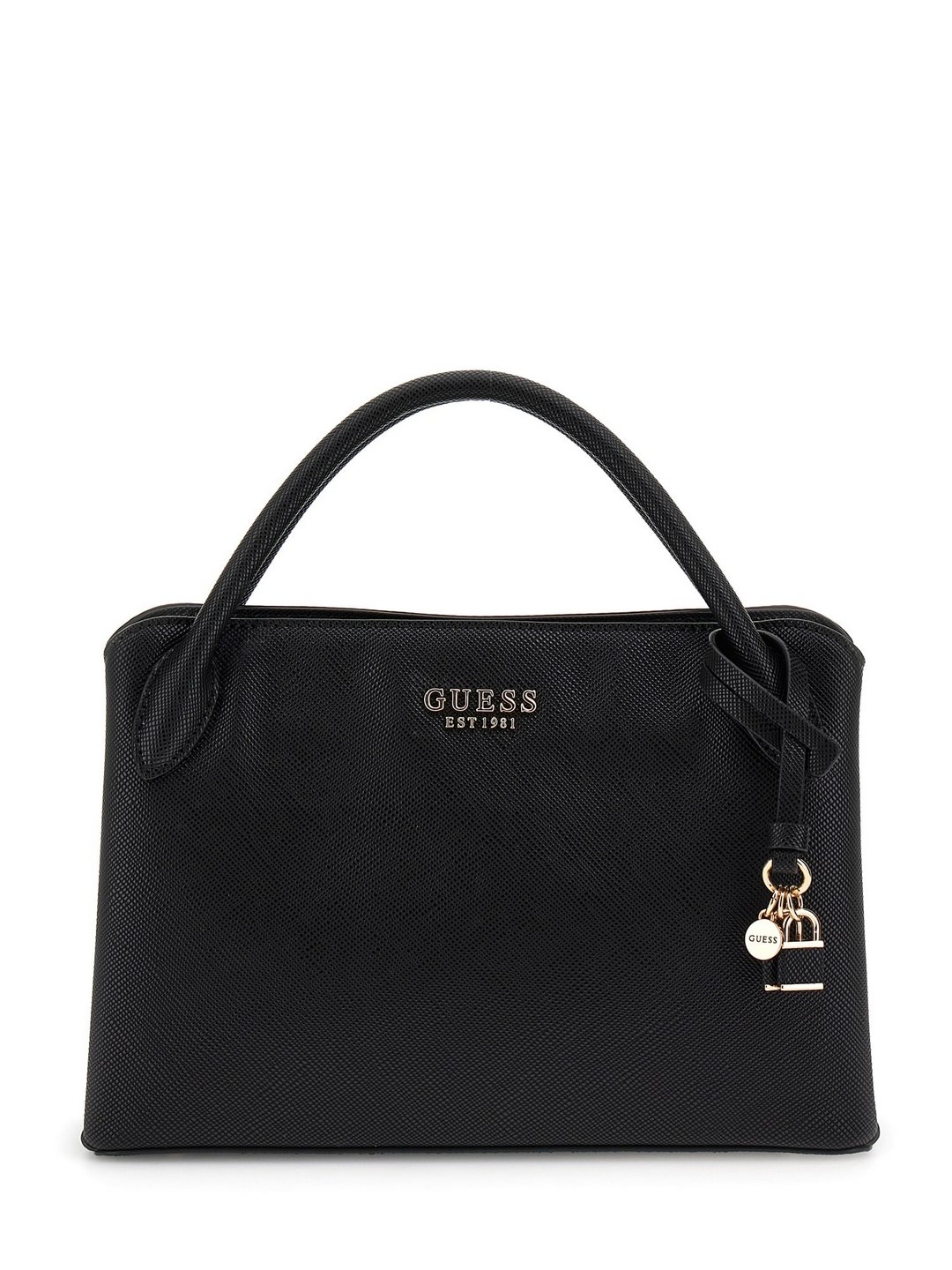 Guess Black Textured Fedana Elite Satchel Bag