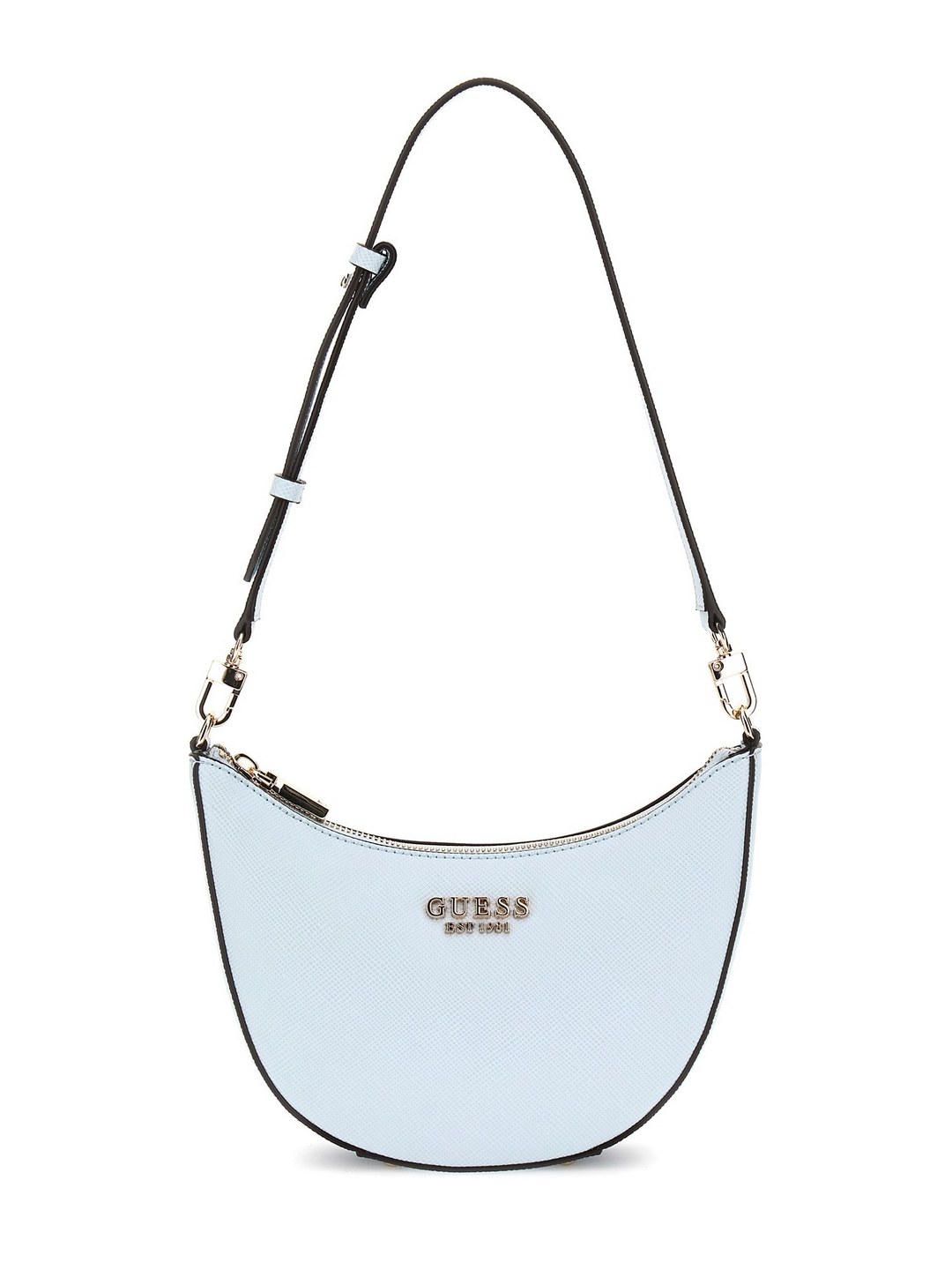 Guess Powder Blue Textured Fedana Mini Top Zip Shoulder Bag