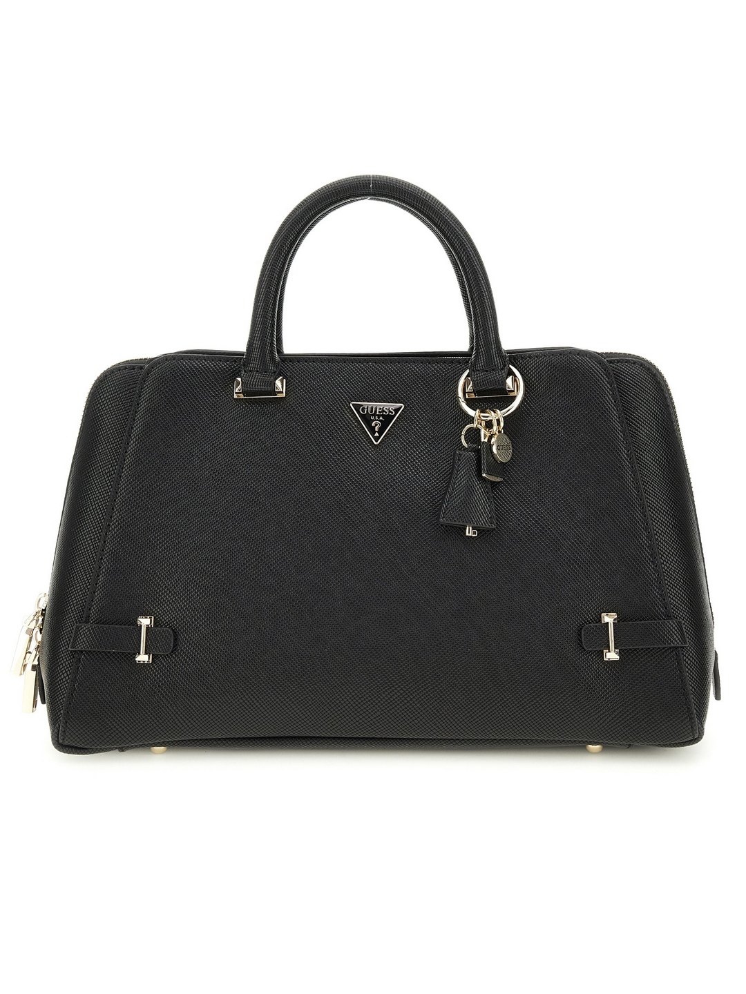 Guess Black Textured Rosalba Girlfriend Satchel Bag
