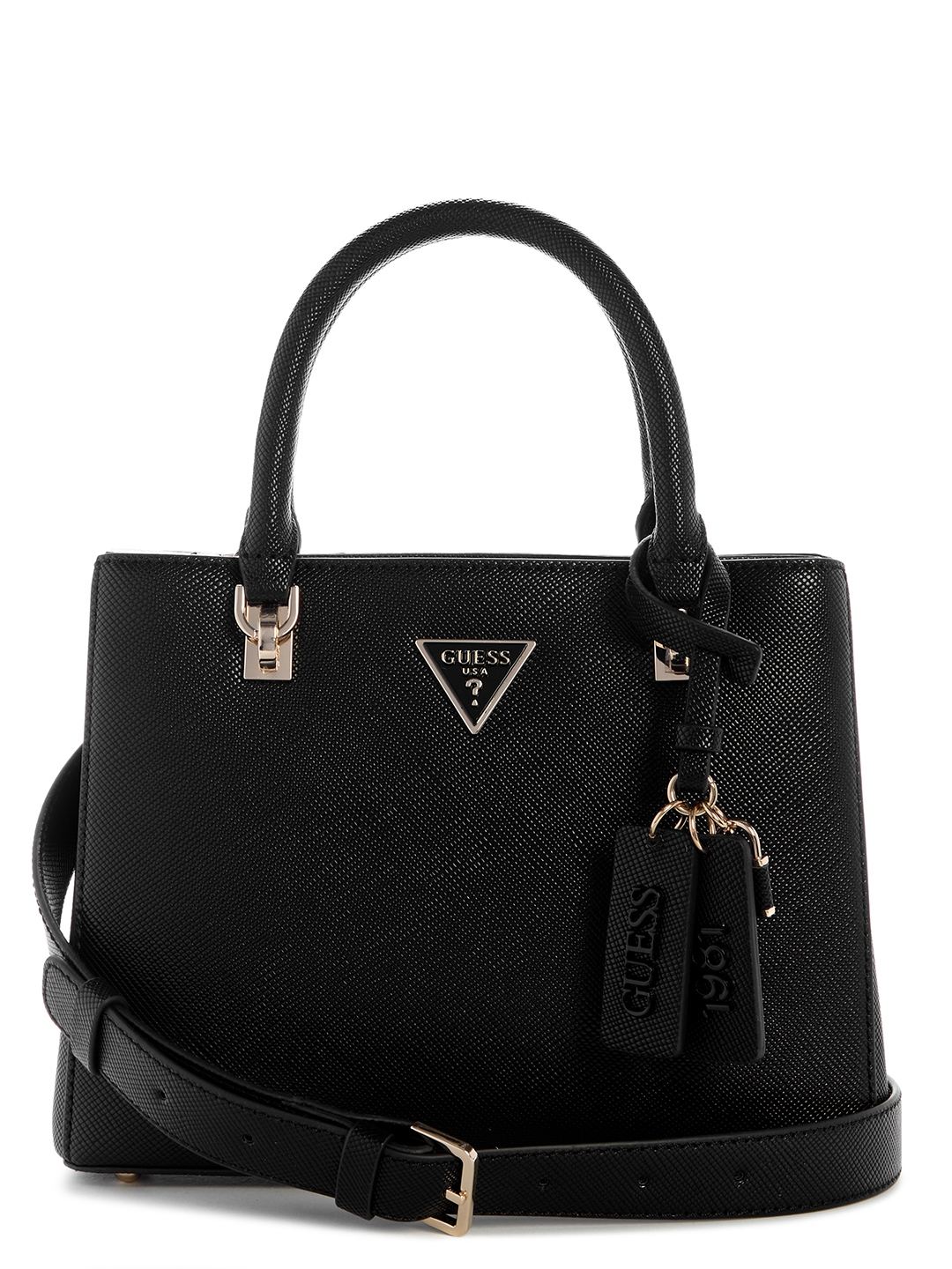 Black Textured Noelle Small Multi Comp Satchel Bag