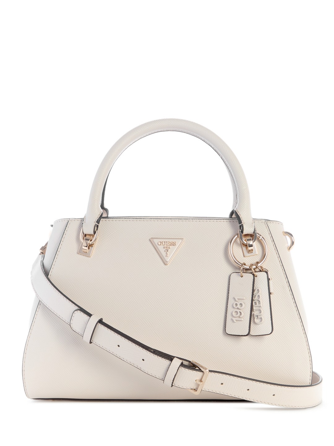 Guess Bone Textured Noelle Luxury Satchel Bag
