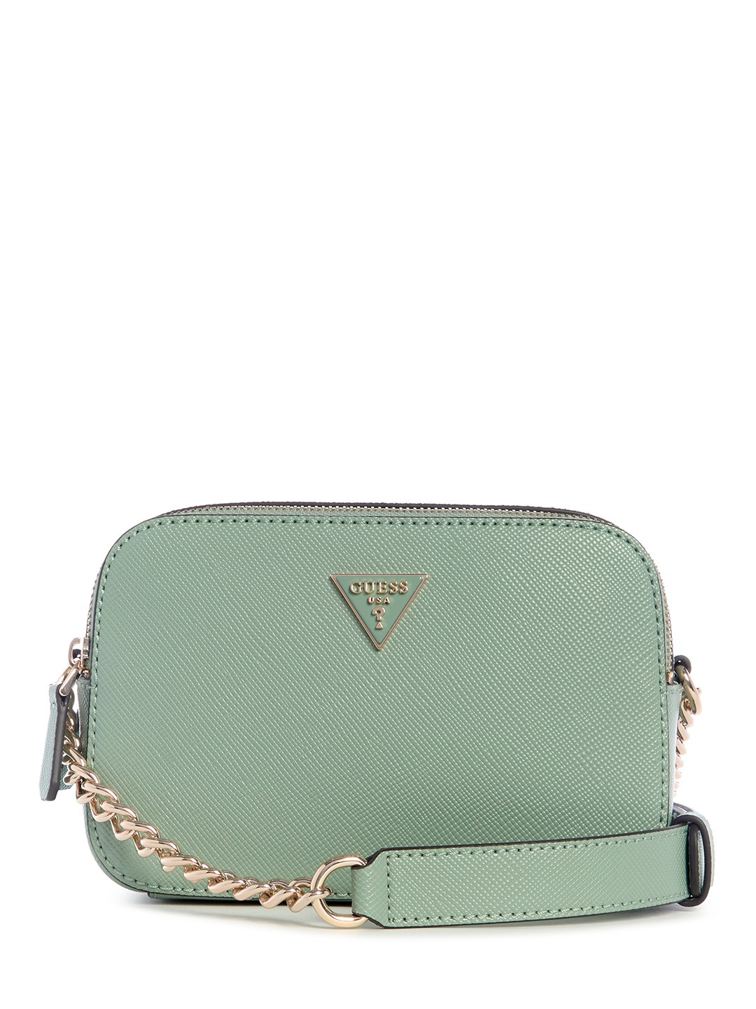 Light Sage Solid Zipper Noelle Camera Crossbody Bag