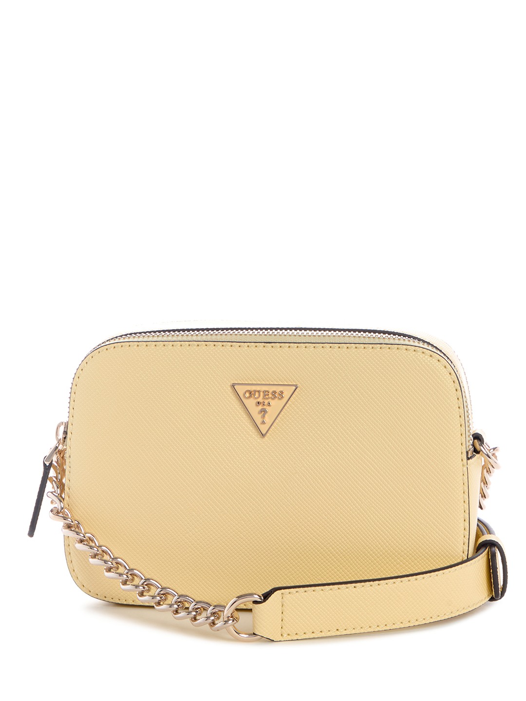 Yellow Solid Zipper Noelle Camera Crossbody Bag