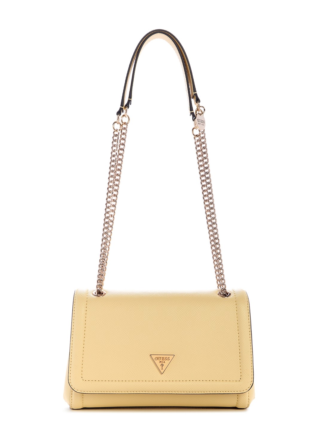 Yellow Textured Noelle Convertible Crossbody Flap Bag