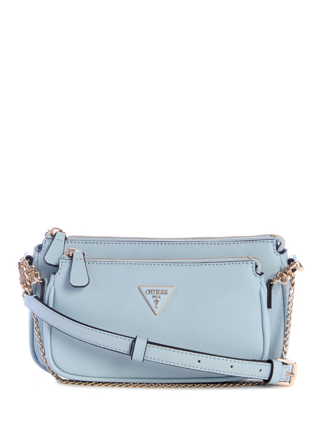 Guess Misty Blue Textured Noelle Pouch Crossbody Bag