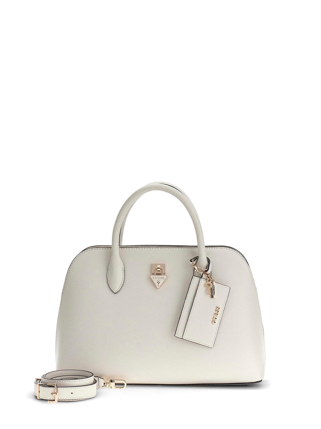 Women's Off White Solid Pu Patsie 2 Comp Satchel Bag