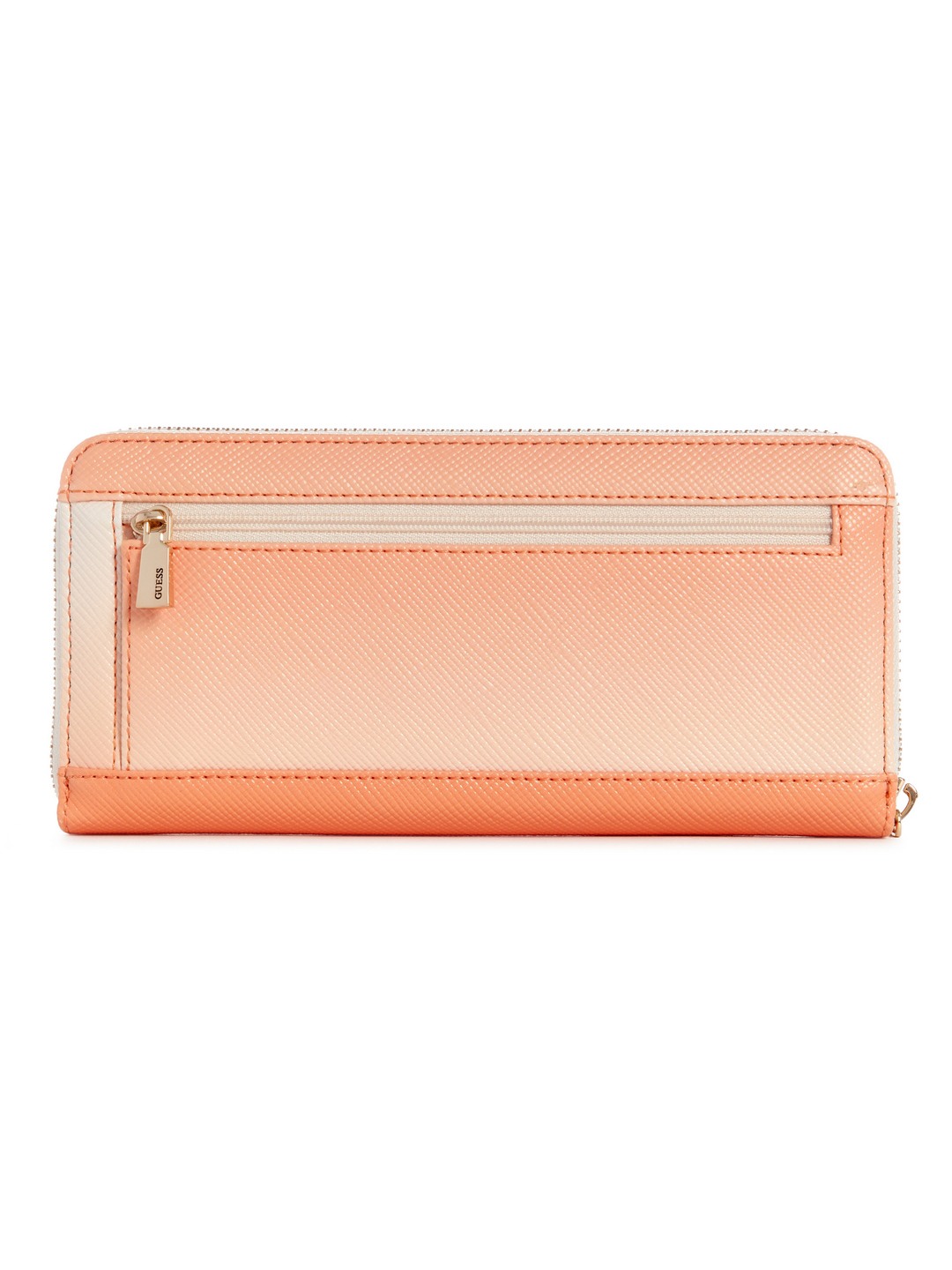 Guess Orange Textured Laurel Large Zip Around Wallet
