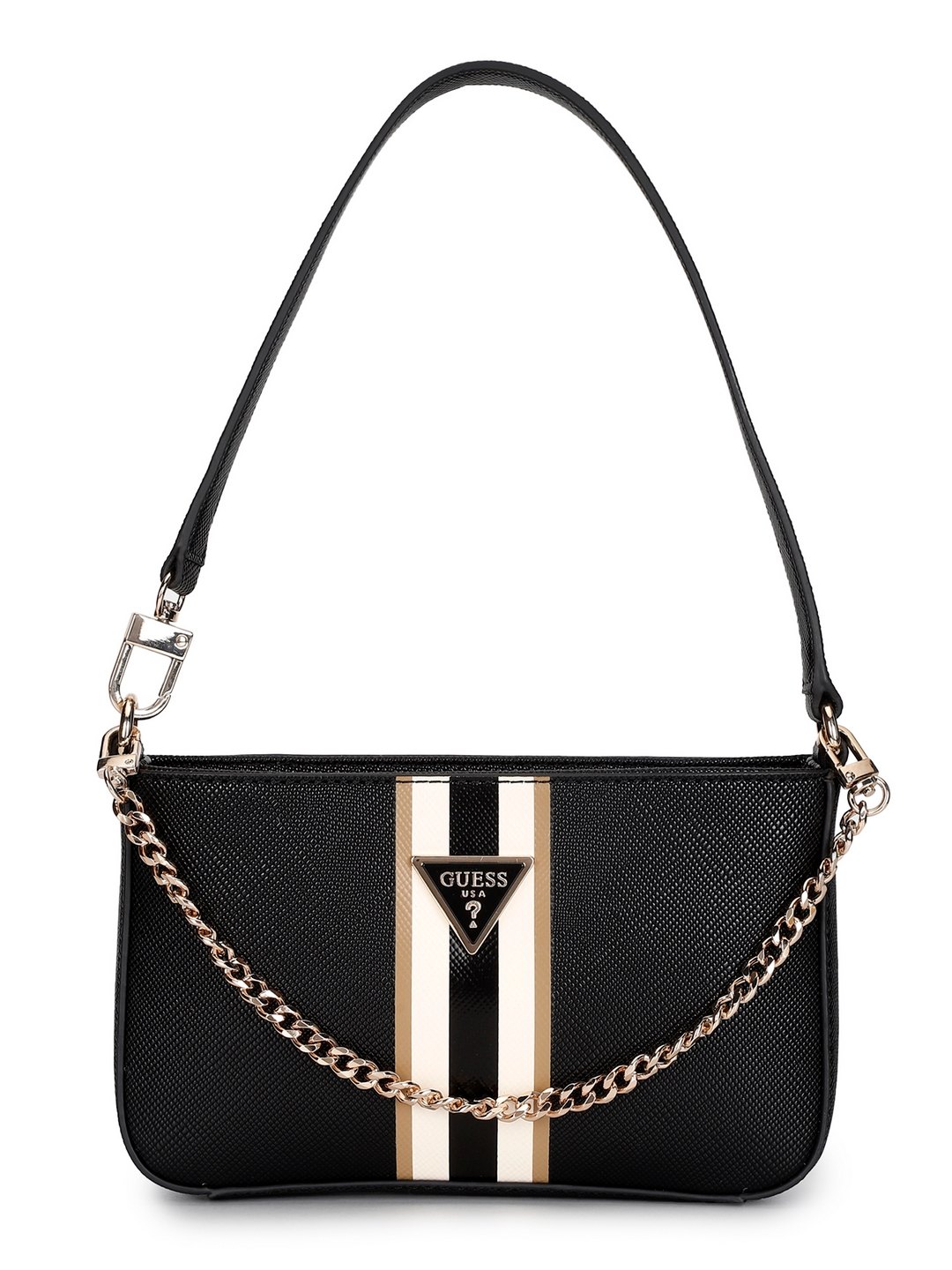 Guess Women Black Textured Shoulder Bag