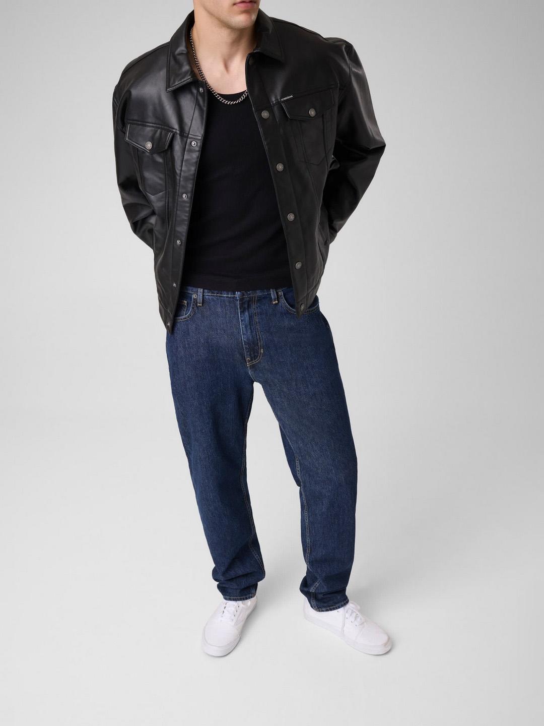 Relaxed Fit Stretch Denim Mid Rise Solid Jeans
