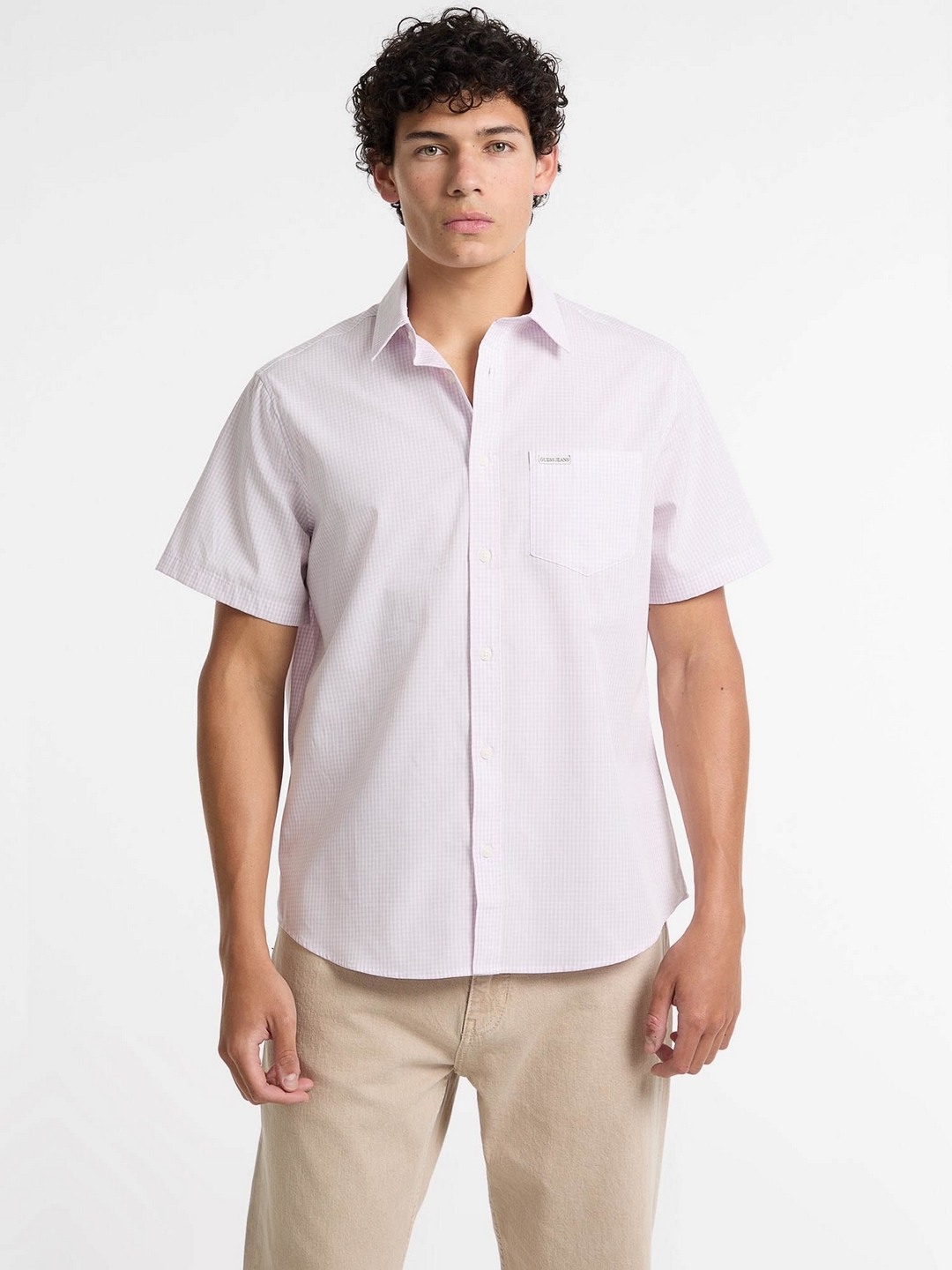 Regular Fit Spread Collar Pinstripe Bowling Shirt