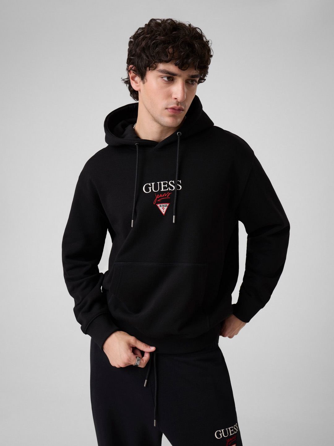 Regular Fit Hooded Neck Typography Pullover Sweatshirt
