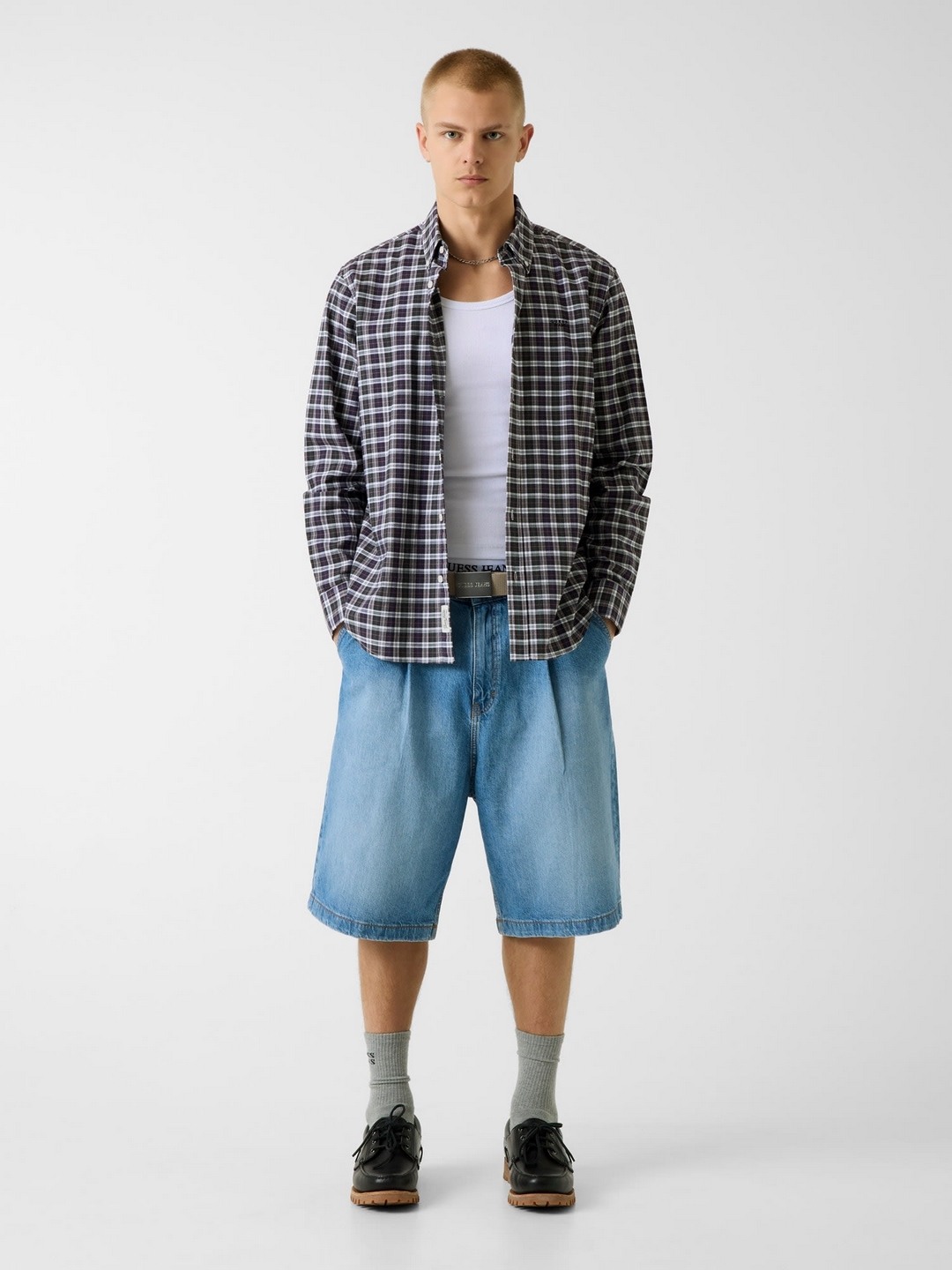 Regular Fit Button Down Collar Plaid Checks Shirt