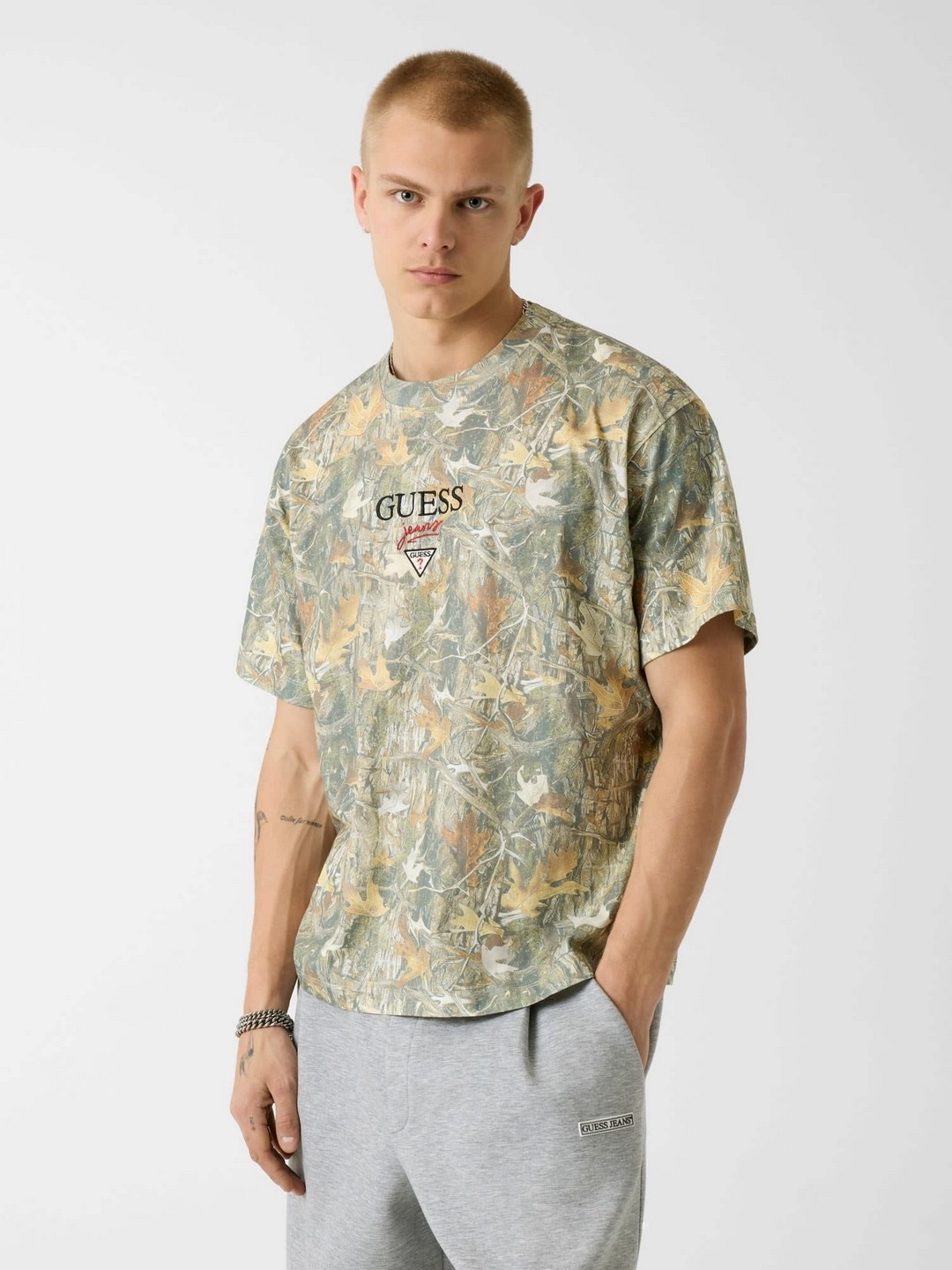 Relaxed Fit Round Neck Camouflage T-Shirt