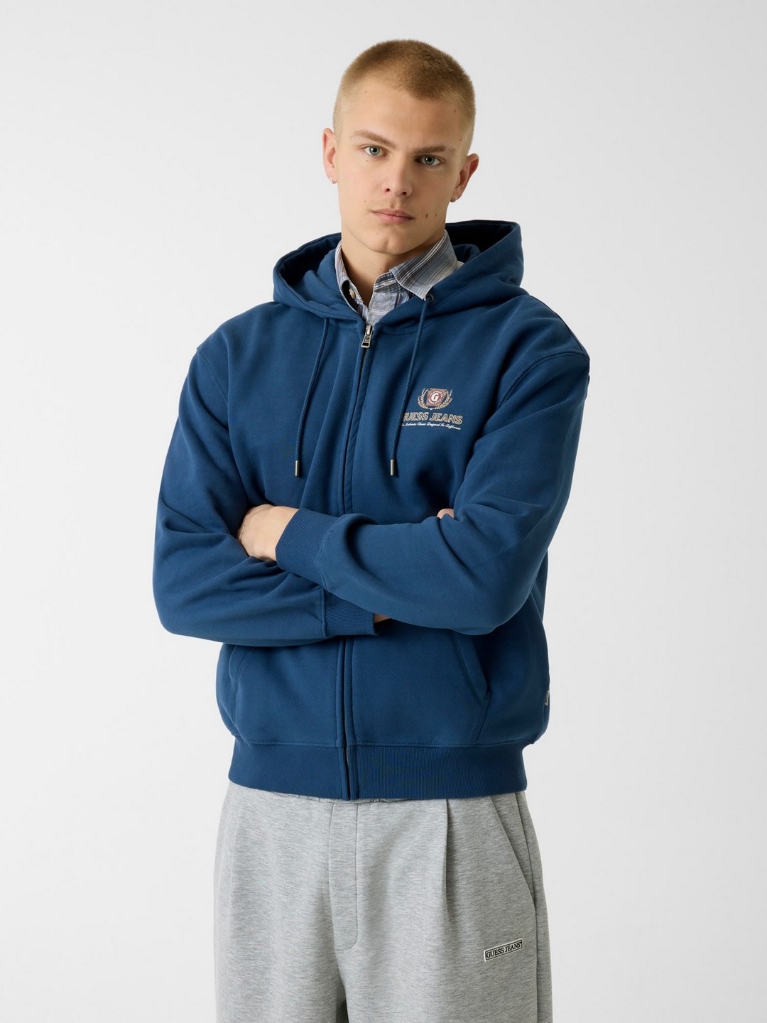 Regular Fit Hooded Neck Graphic Full Zip Sweatshirt