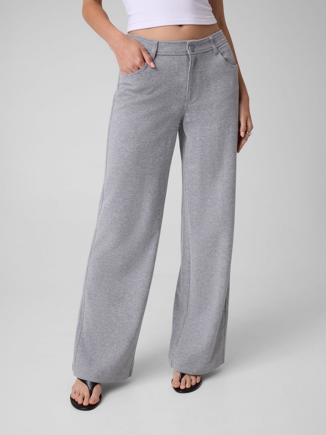 Relaxed Fit Interlock Low Rise Solid Trousers