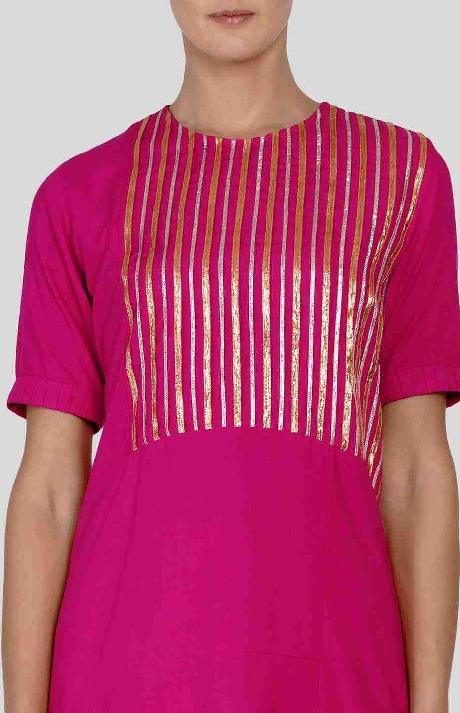 Pink Barcode Asymmetrical Kurta