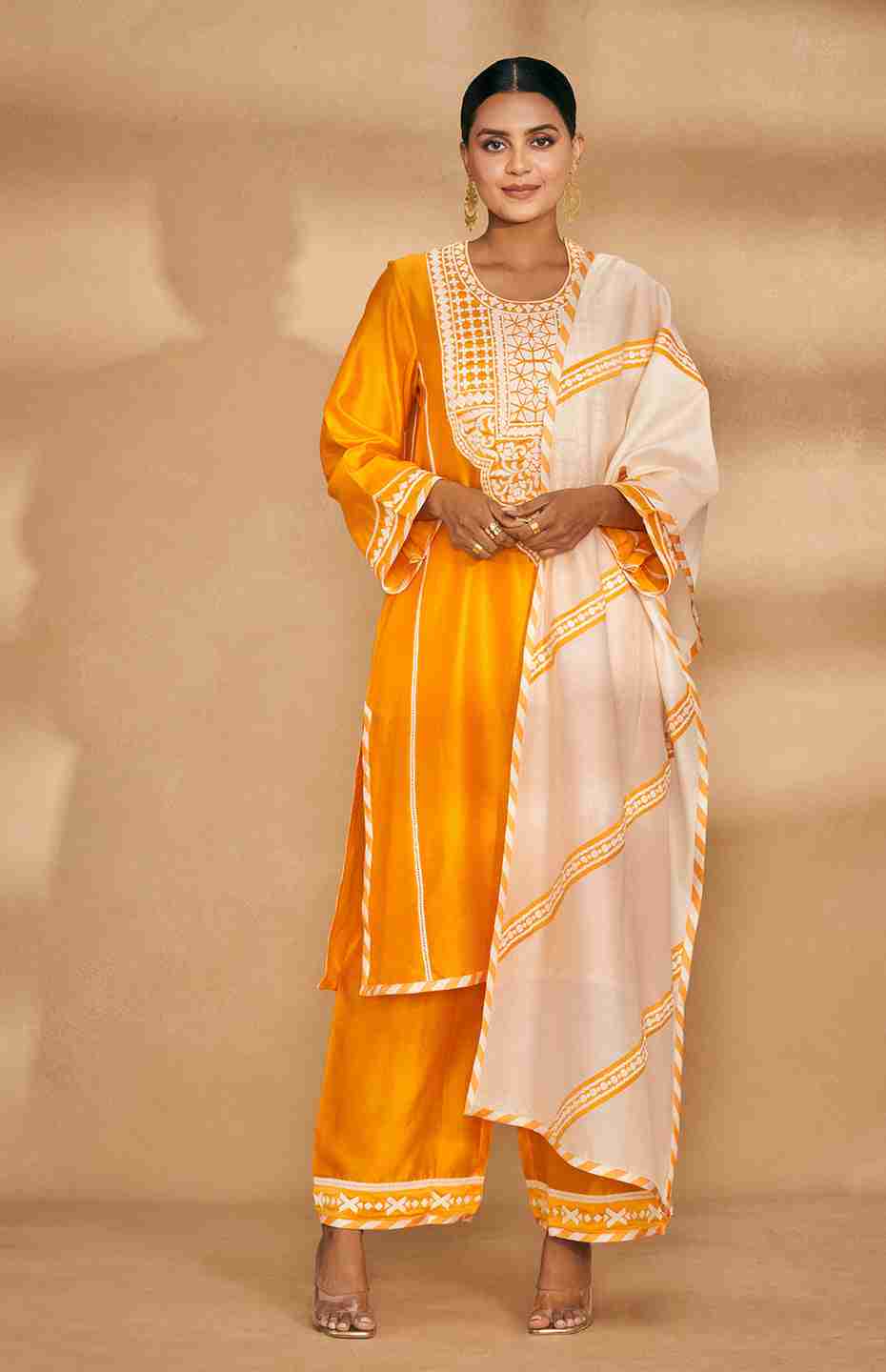 Orange A Line Kurta