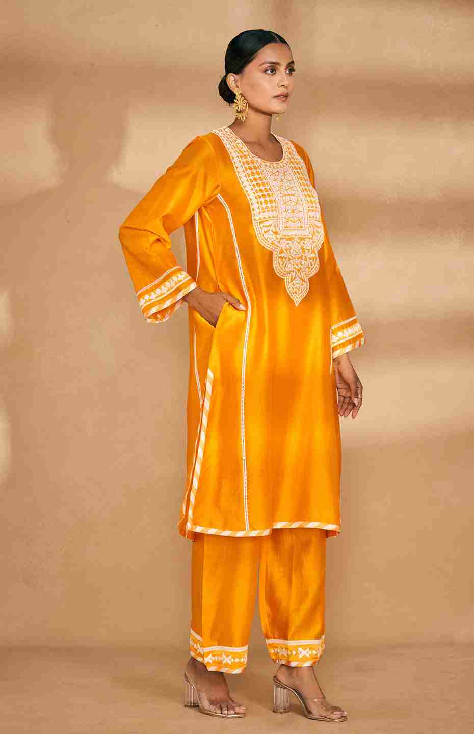 Orange A Line Kurta