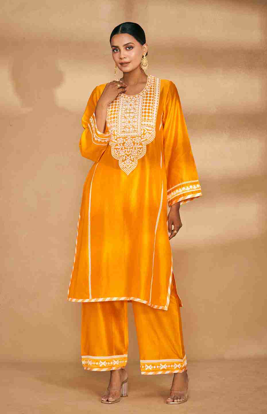 Orange A Line Kurta