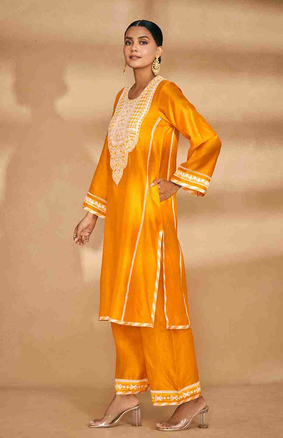 Orange A Line Kurta