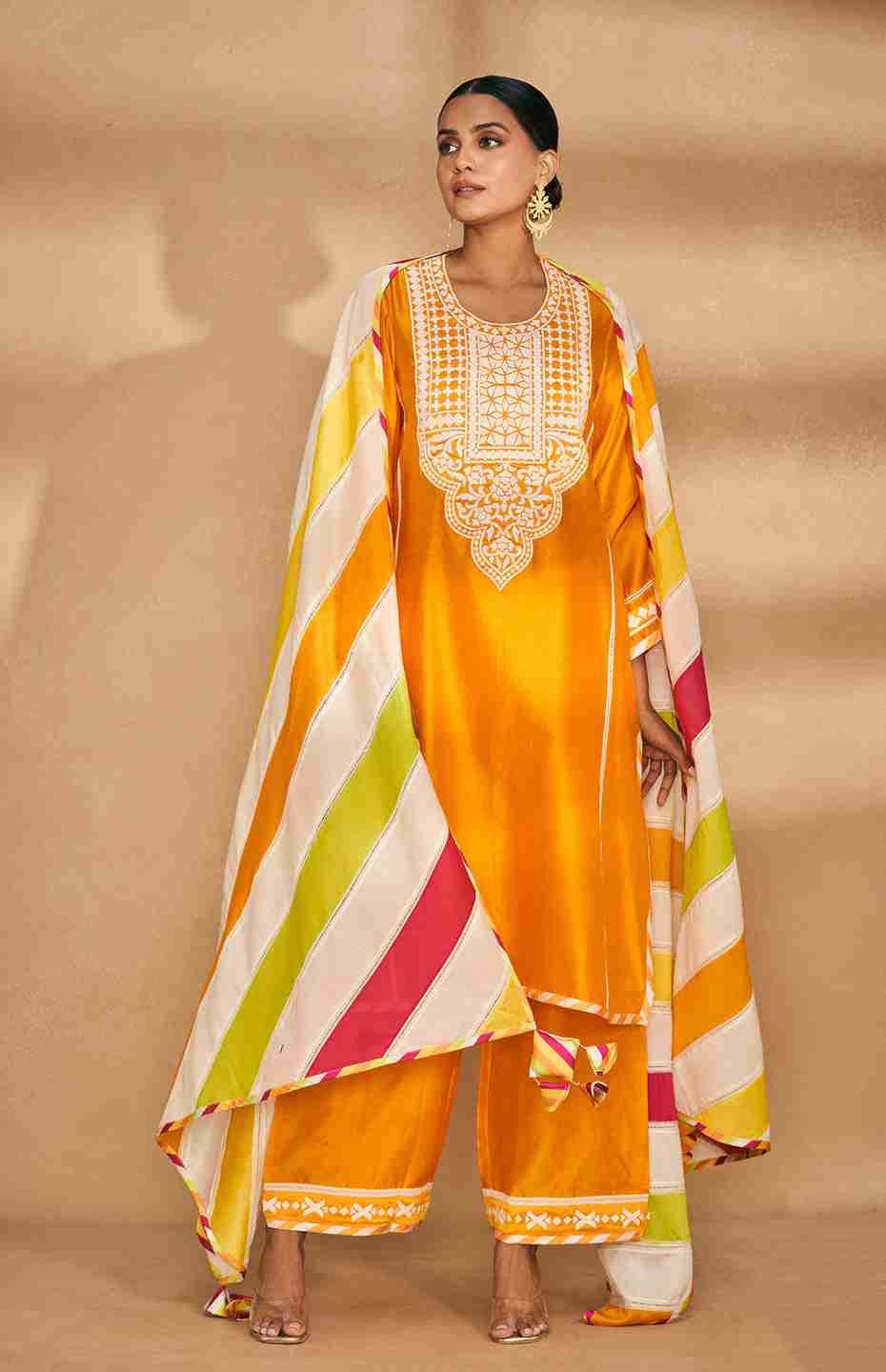 Orange A Line Kurta