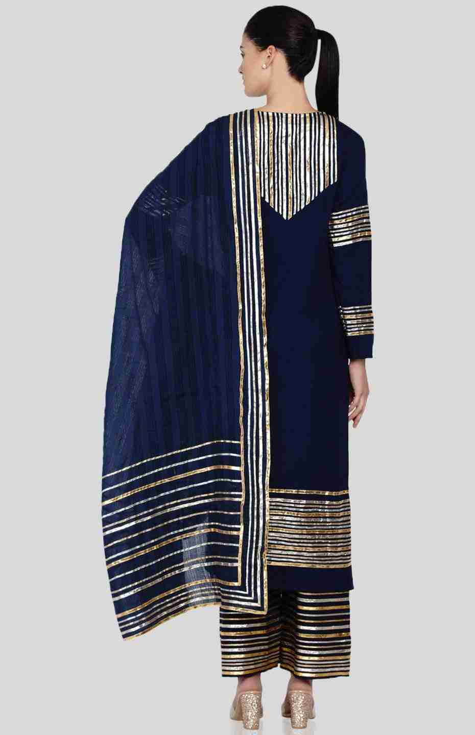 Navy Blue Barcode A Line Kurta