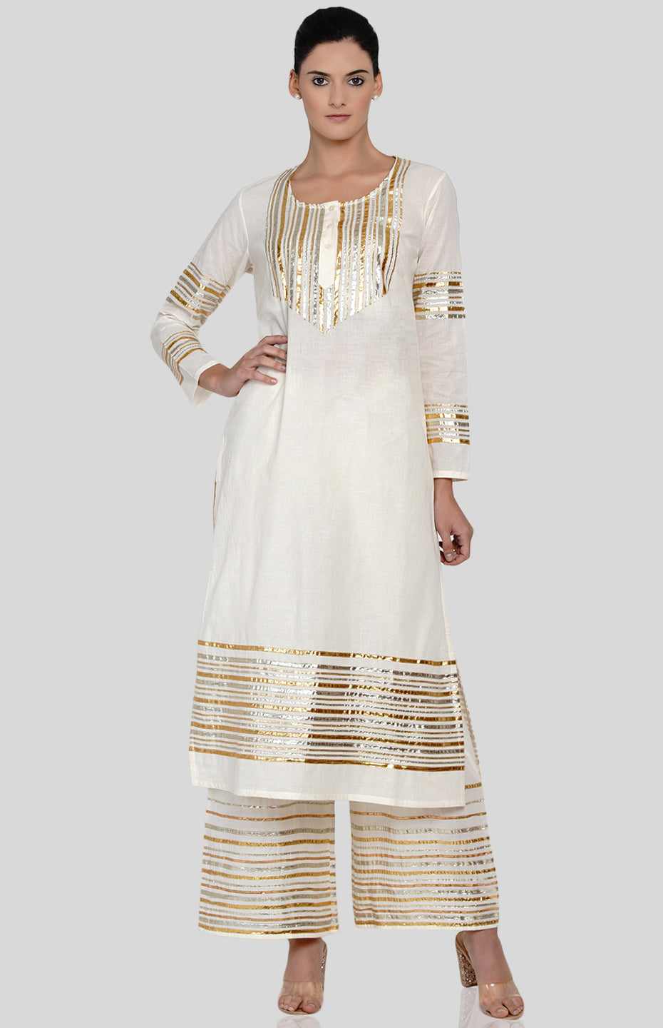 Offwhite Barcode Aline Kurta