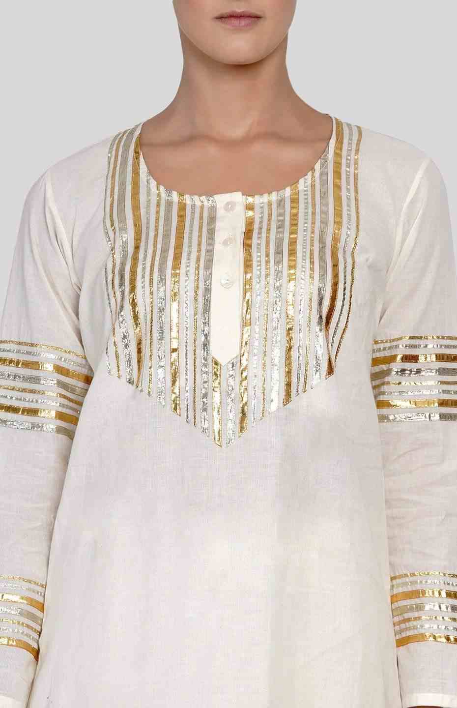 Offwhite Barcode Aline Kurta