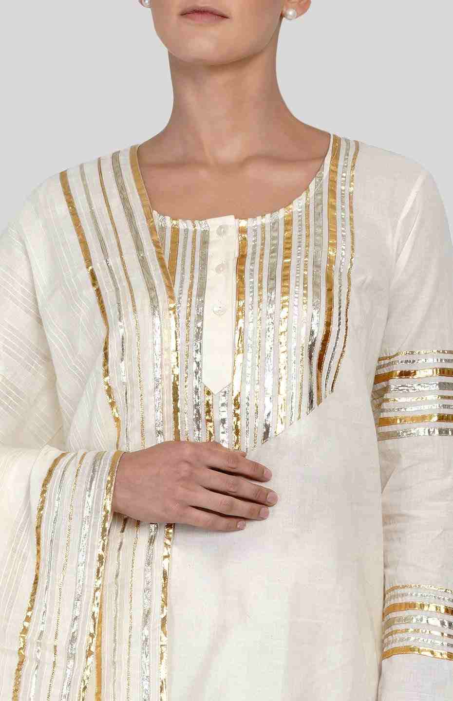 Offwhite Barcode Aline Kurta