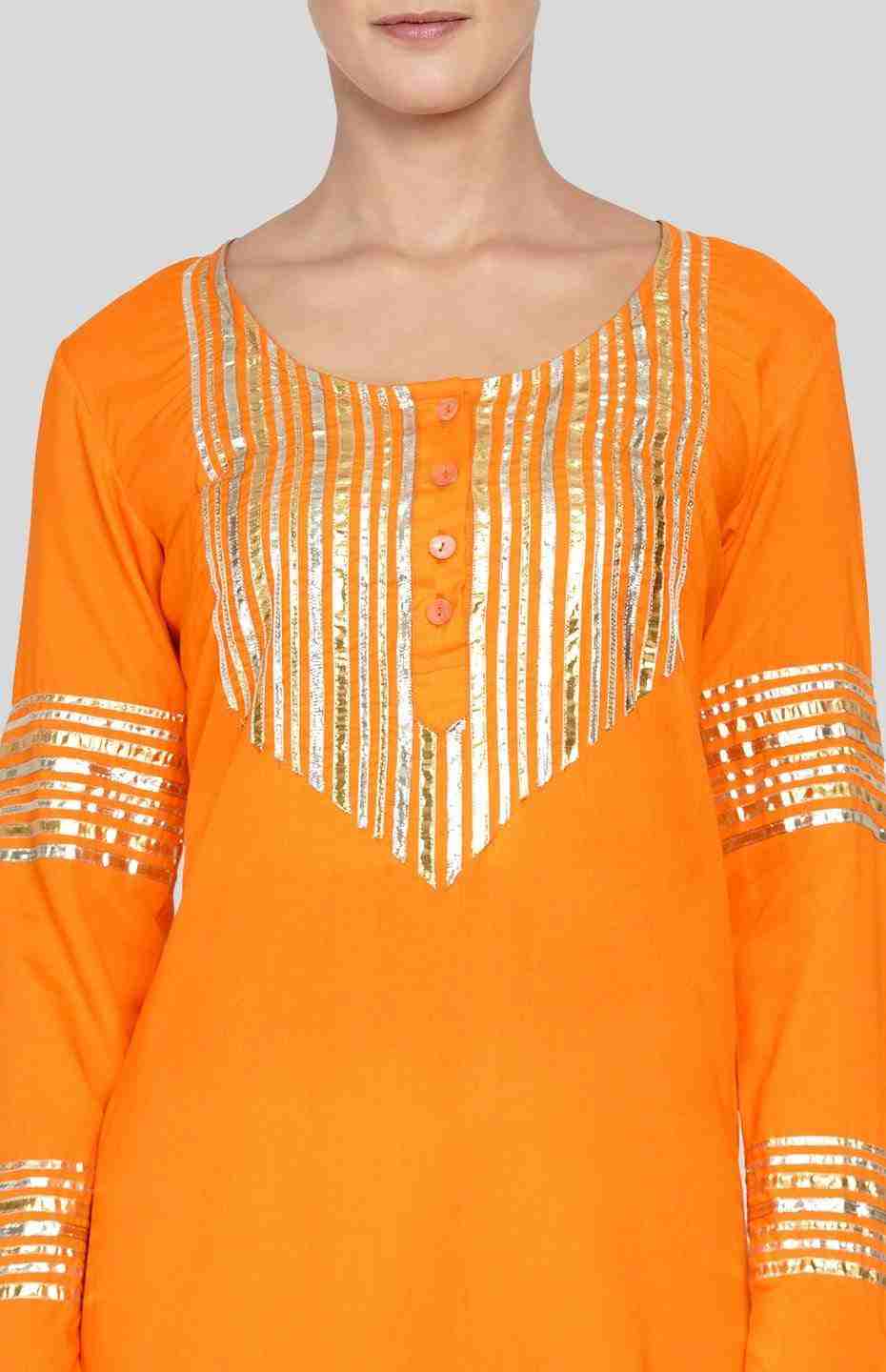 Orange Barcode A Line Kurta