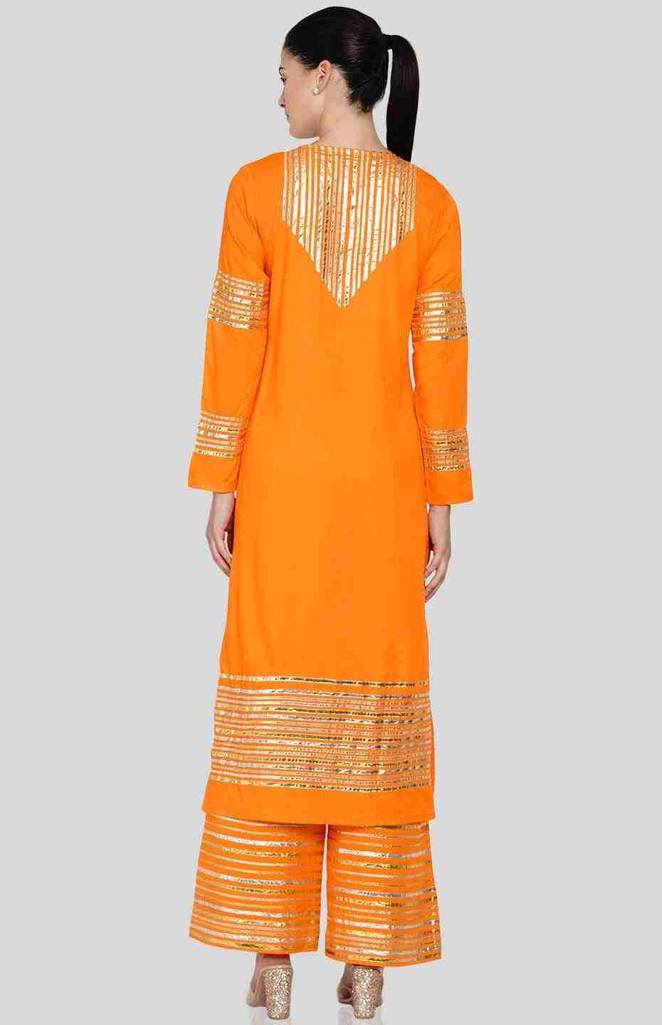Orange Barcode A Line Kurta