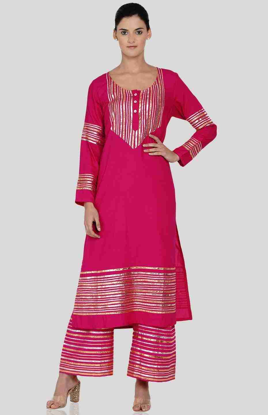 Pink Barcode A Line Kurta