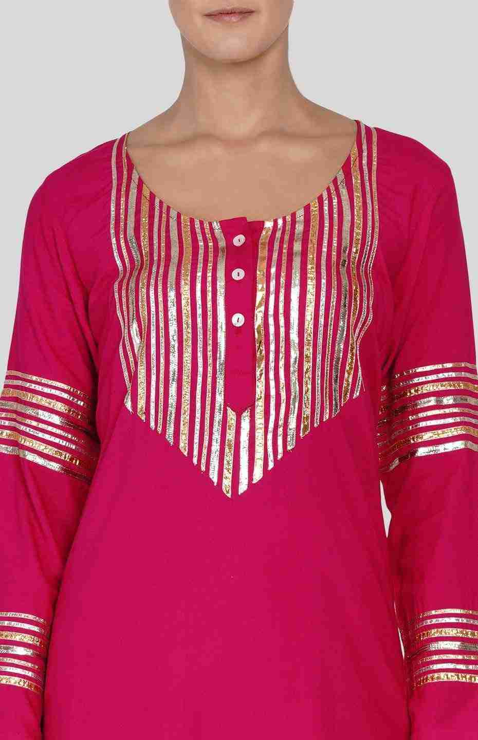 Pink Barcode A Line Kurta
