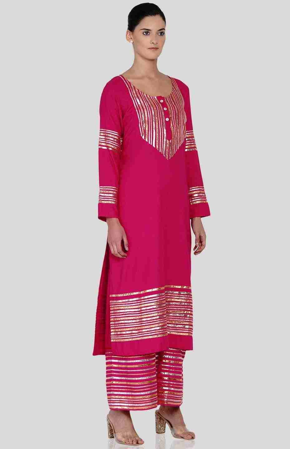 Pink Barcode A Line Kurta