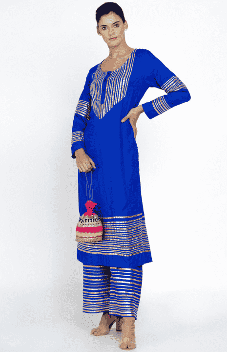 Royal Blue Barcode A Line Kurta
