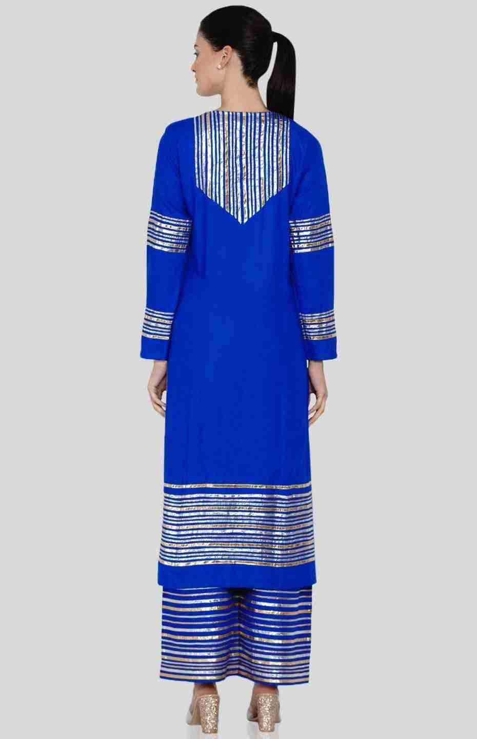 Royal Blue Barcode A Line Kurta
