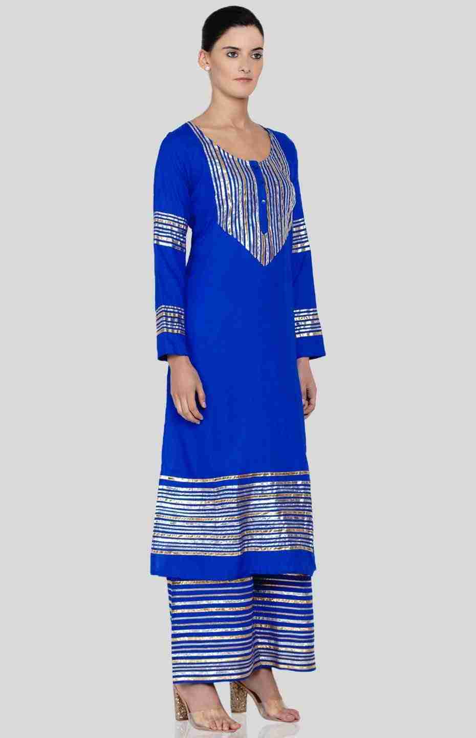 Royal Blue Barcode A Line Kurta