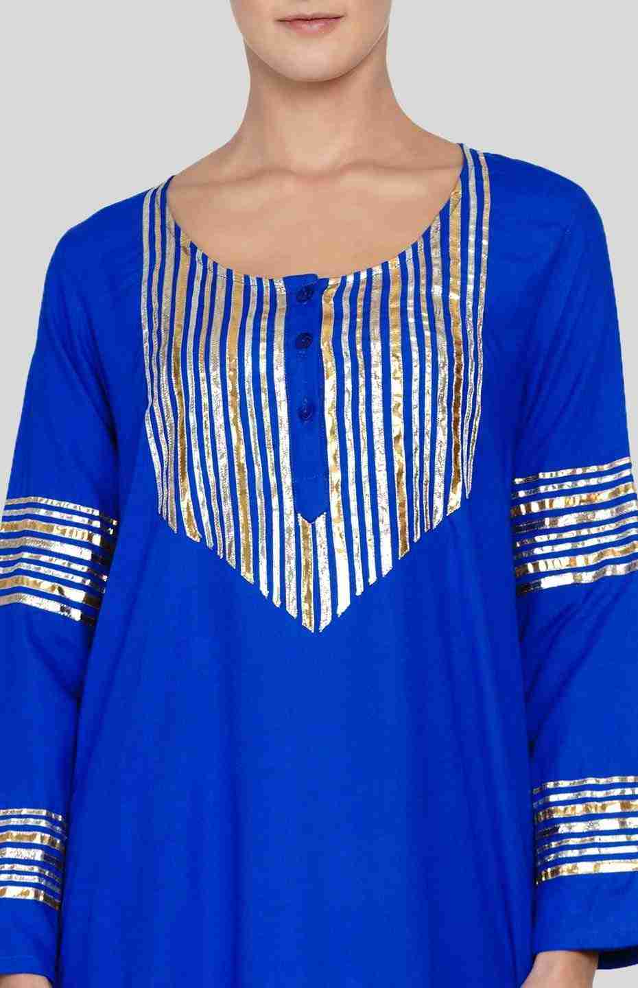 Royal Blue Barcode A Line Kurta