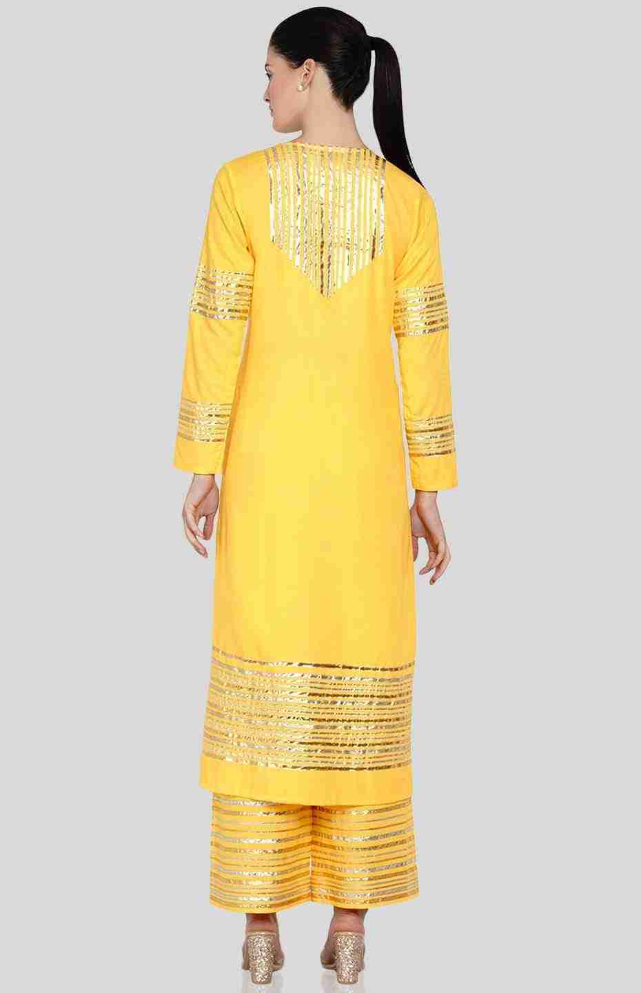 Yellow Barcode A Line Kurta