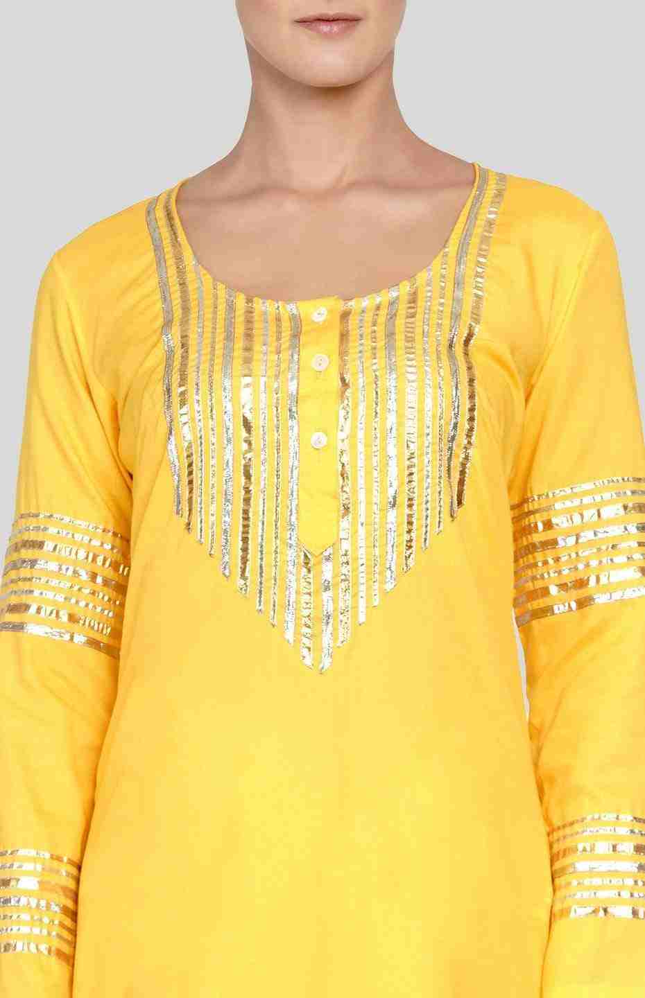Yellow Barcode A Line Kurta