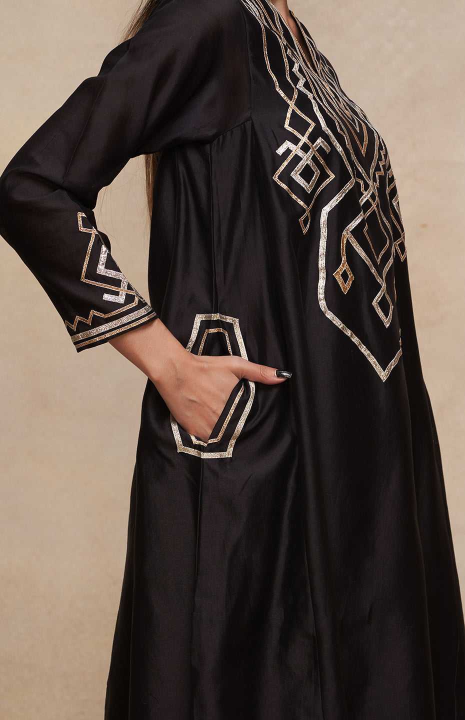 Black A Line Kurta