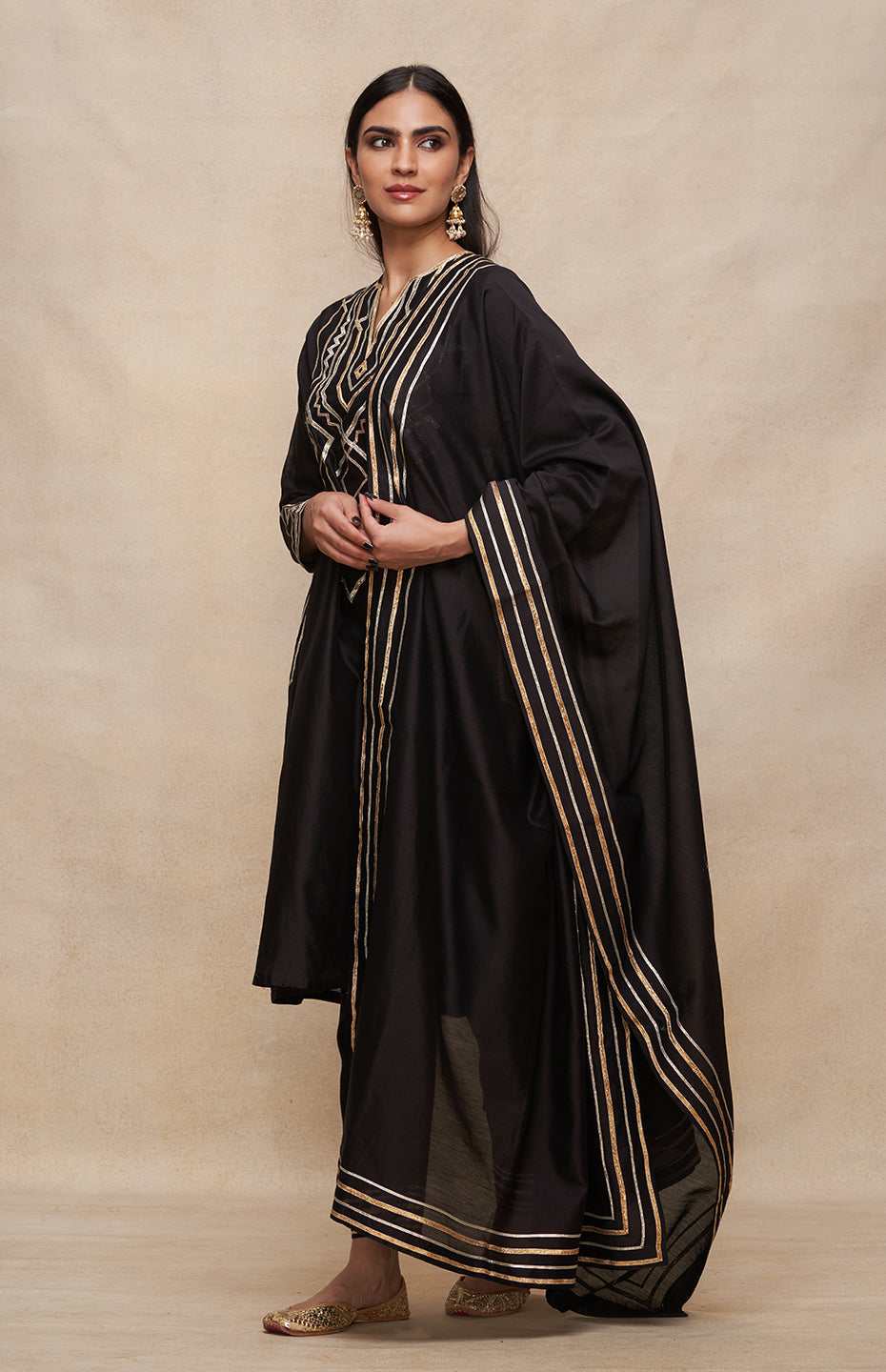 Black A Line Kurta